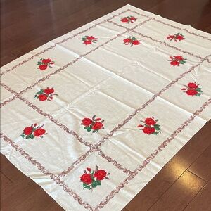 Floral Linen Rectangular Tablecloth